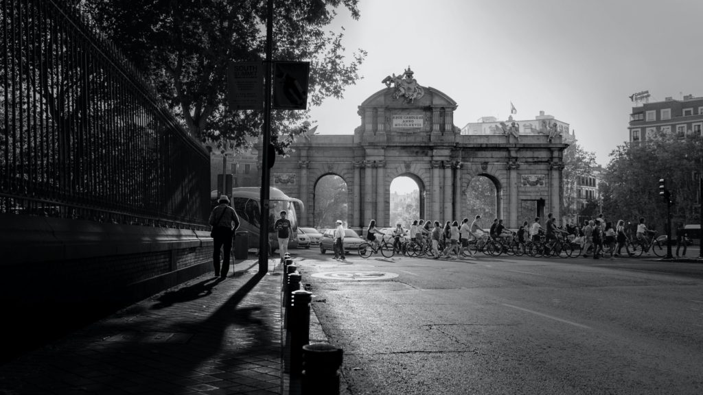 Fotografía de bicicletada en Madrid